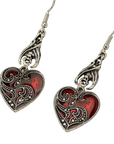 Gothic Red Heart Drop Earrings Vampirecore Bats Alt Emo Gift Jewellery