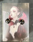 Gothic Jewellery Sterling Silver Earrings Vintage Glass Black Earrings Large 925