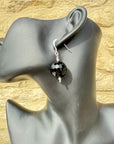 Gothic Jewellery Sterling Silver Earrings Vintage Glass Black Earrings Large 925