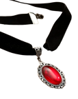 Gothic Velvet Choker with Red Gem Pendant Vampire Core Accessory