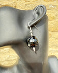 Gothic Jewellery Sterling Silver Earrings Vintage Glass Black Earrings Large 925