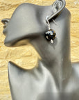 Gothic Jewellery Sterling Silver Earrings Vintage Glass Black Earrings Large 925