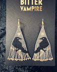 Night Raven Beaded Fringe Earrings