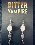 Crimson Tear Filigree Drop Earrings