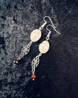 Crimson Tear Filigree Drop Earrings