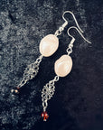 Crimson Tear Filigree Drop Earrings