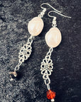 Crimson Tear Filigree Drop Earrings