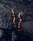 Crimson Bellflower Drop Earrings