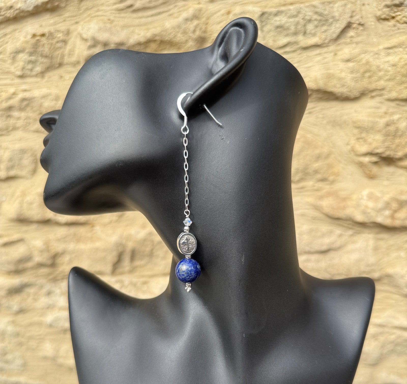 lapis lazuli earrings sterling silver 925 Drop Earrings Silver Gothic Earrings