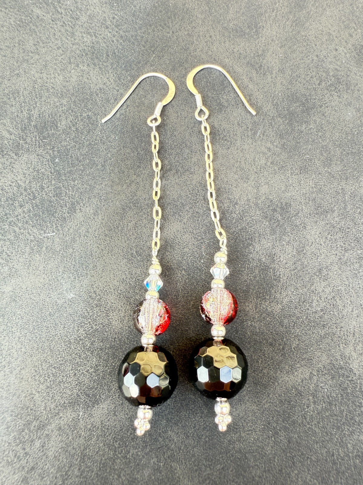 925 Silver Earrings Black Earrings Gothic Earrings Spiritual Gifts Long Earrings