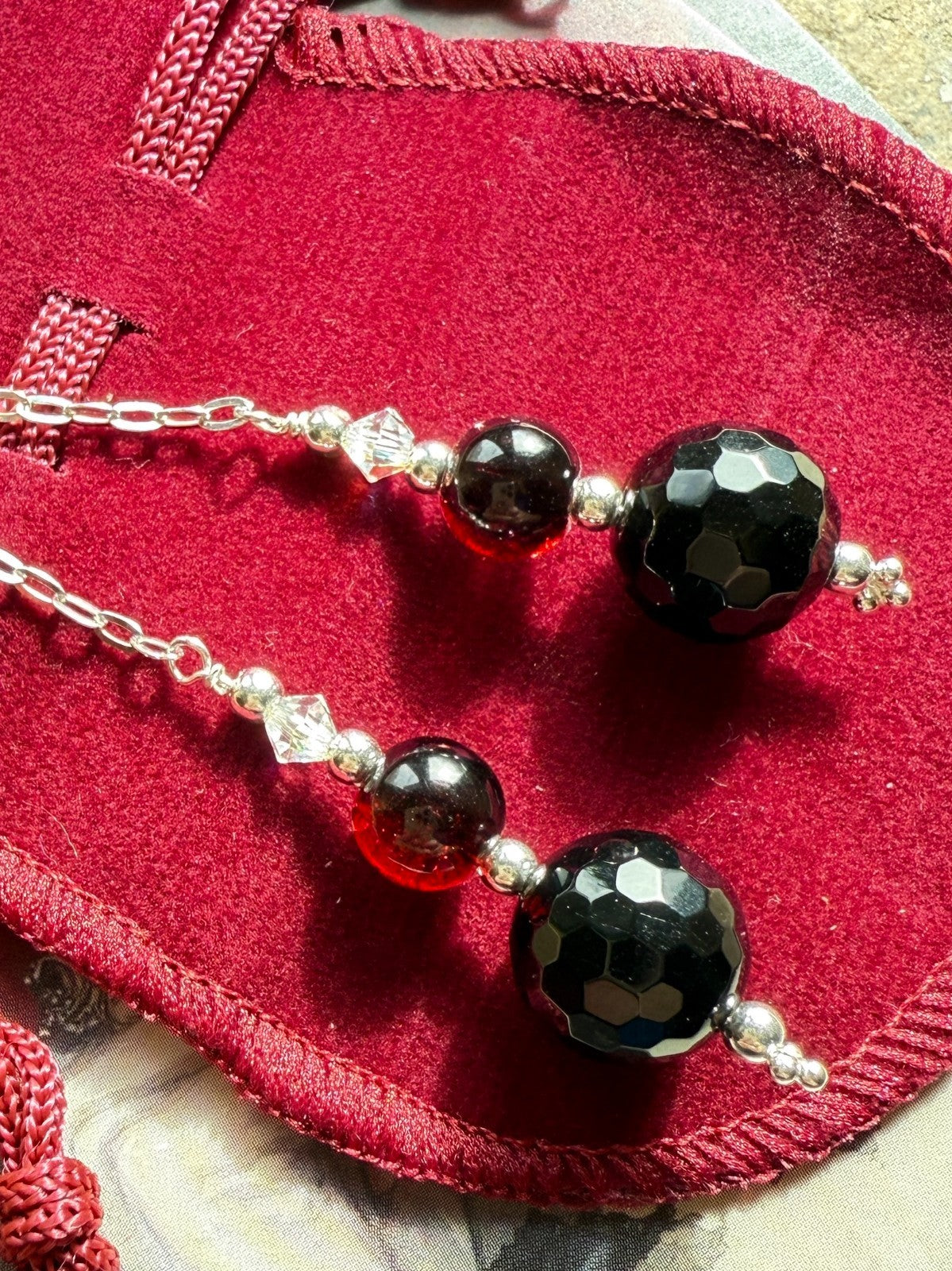 925 Silver Earrings Black Earrings Gothic Earrings Spiritual Gifts Long Earrings