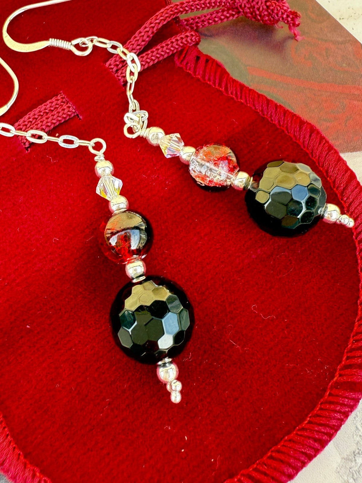 925 Silver Earrings Black Earrings Gothic Earrings Spiritual Gifts Long Earrings