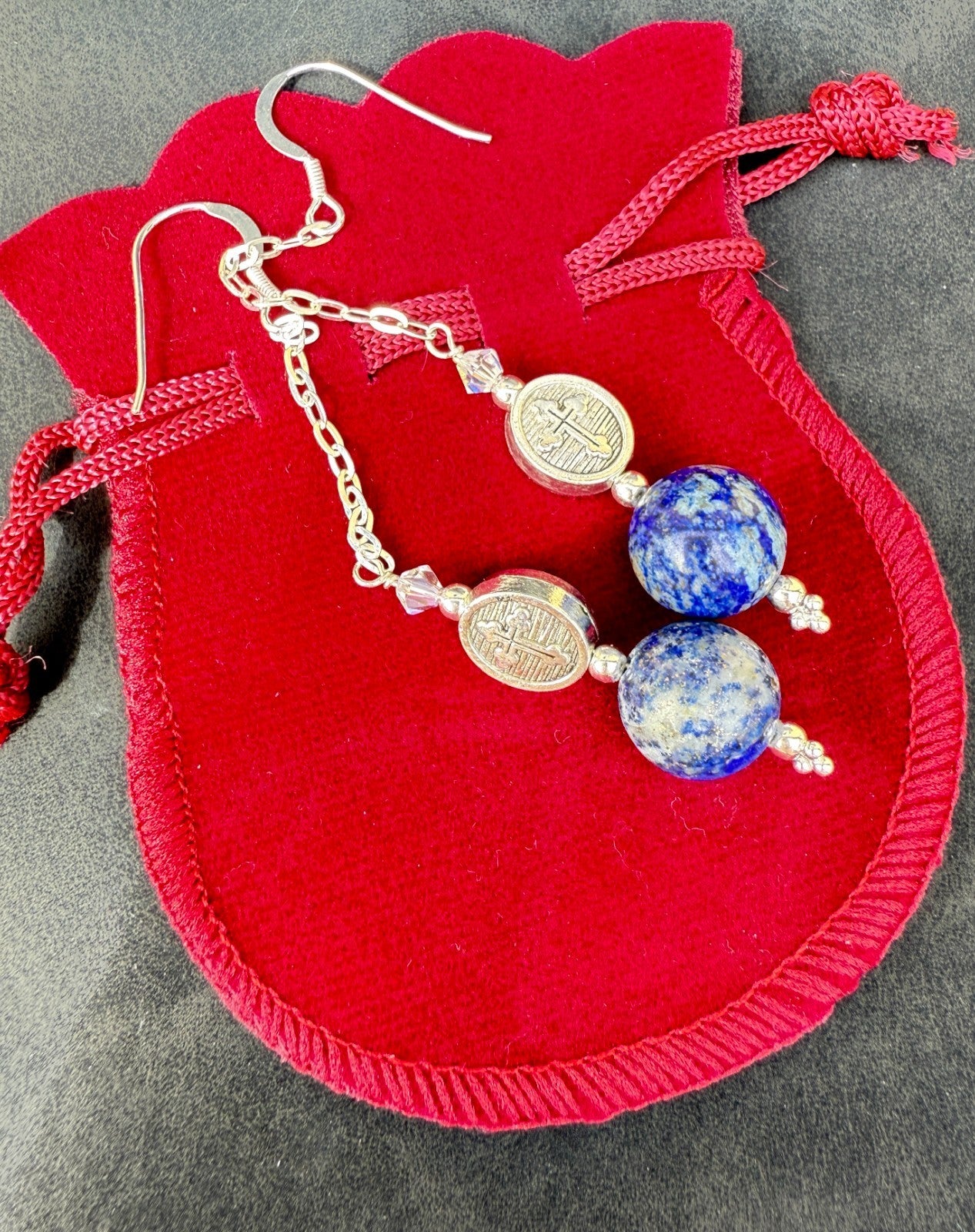 lapis lazuli earrings sterling silver 925 Drop Earrings Silver Gothic Earrings