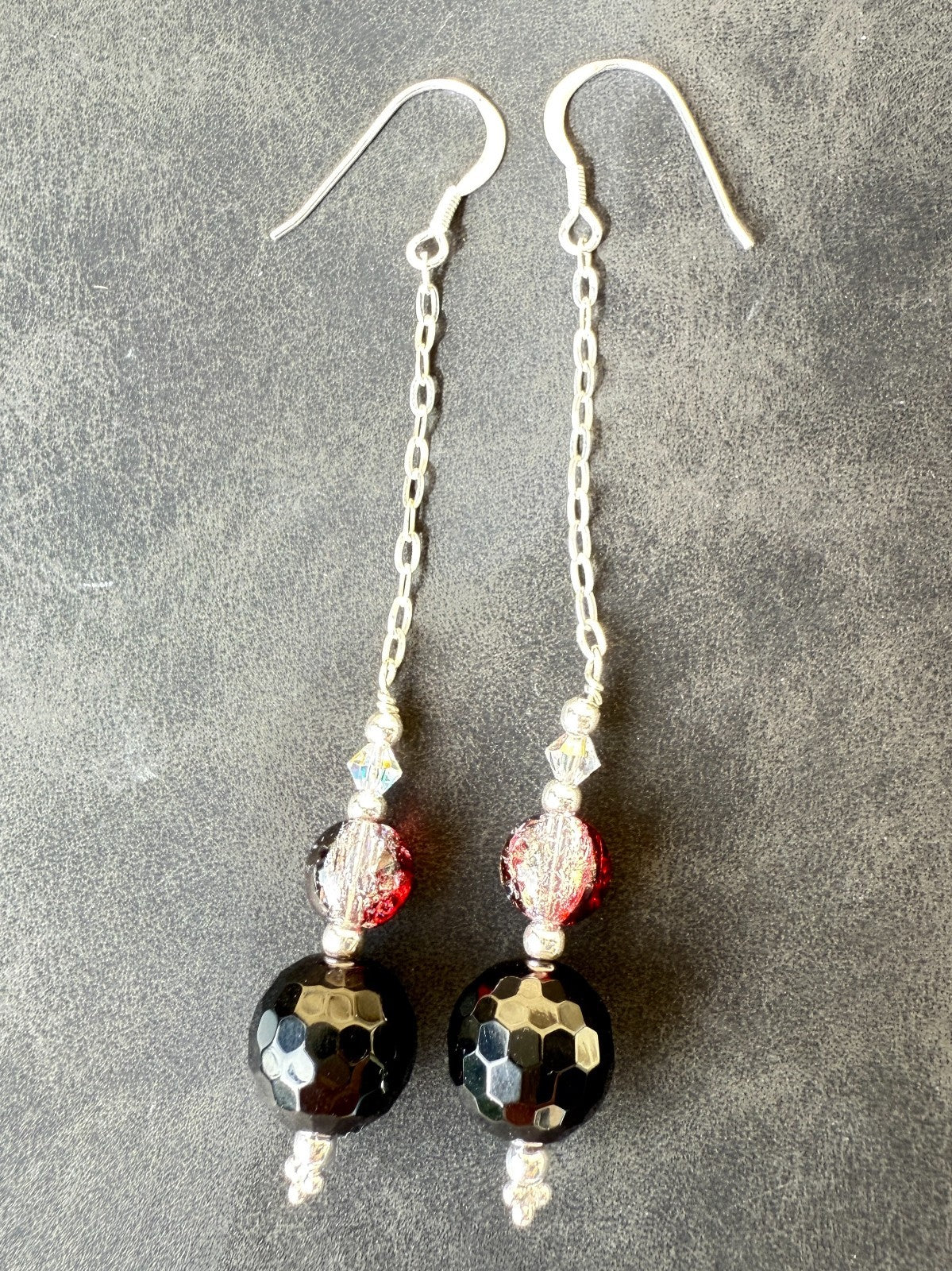 925 Silver Earrings Black Earrings Gothic Earrings Spiritual Gifts Long Earrings