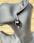 Gothic Jewellery Sterling Silver Earrings Vintage Glass Black Earrings Large 925