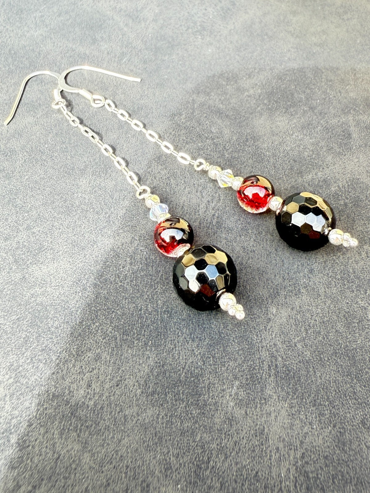 925 Silver Earrings Black Earrings Gothic Earrings Spiritual Gifts Long Earrings