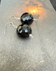 Gothic Jewellery Sterling Silver Earrings Vintage Glass Black Earrings Large 925