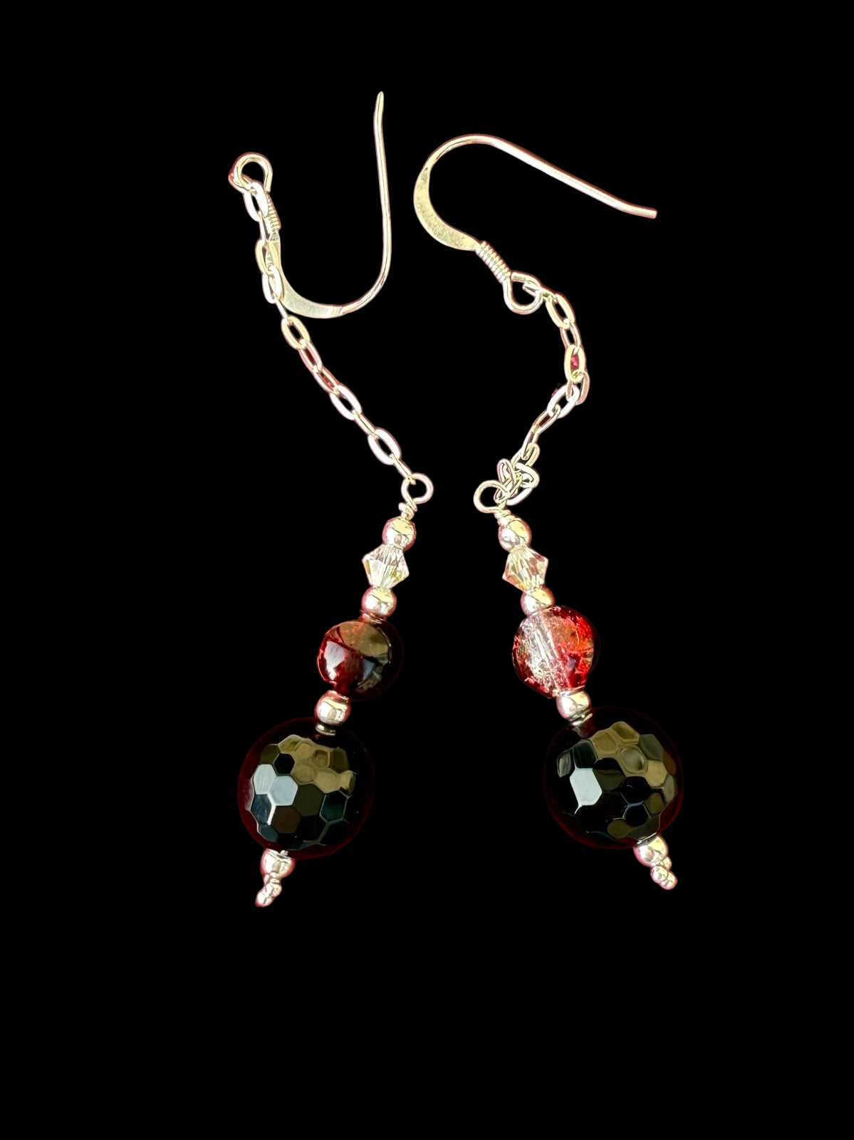 925 Silver Earrings Black Earrings Gothic Earrings Spiritual Gifts Long Earrings