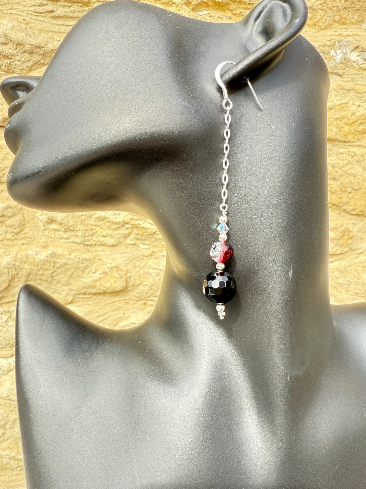 925 Silver Earrings Black Earrings Gothic Earrings Spiritual Gifts Long Earrings