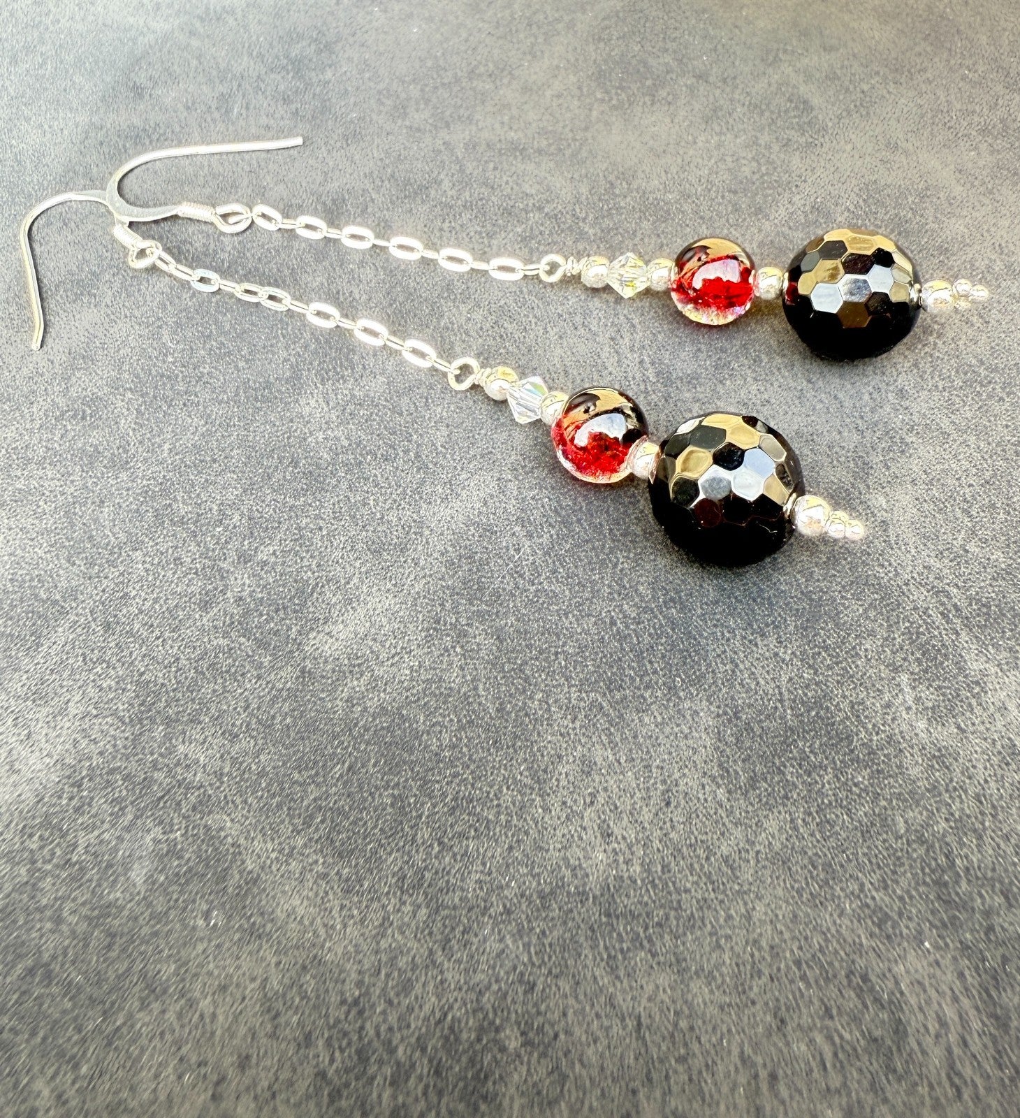 925 Silver Earrings Black Earrings Gothic Earrings Spiritual Gifts Long Earrings