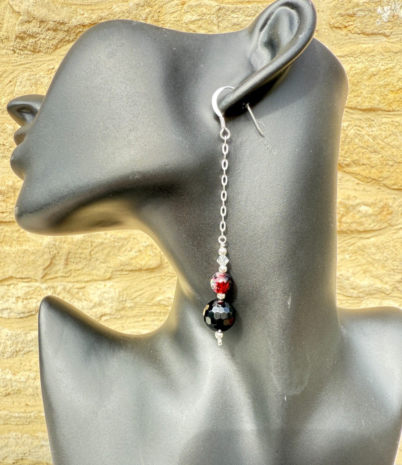 925 Silver Earrings Black Earrings Gothic Earrings Spiritual Gifts Long Earrings