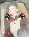 Gothic Jewellery Sterling Silver Earrings Vintage Glass Black Earrings Large 925