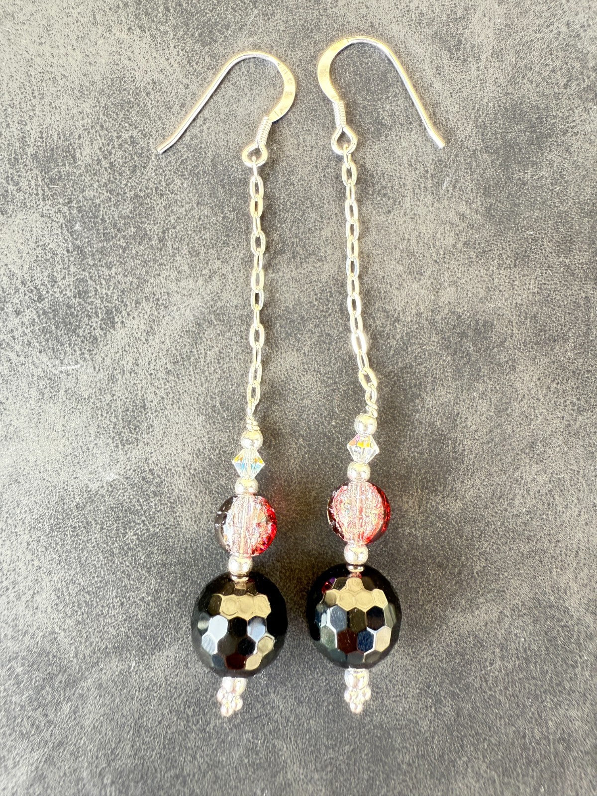 925 Silver Earrings Black Earrings Gothic Earrings Spiritual Gifts Long Earrings