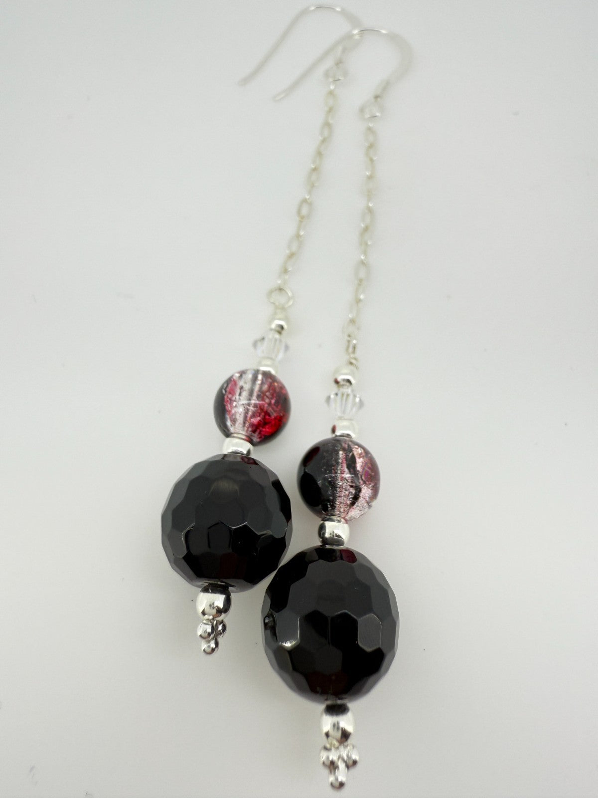 925 Silver Earrings Black Earrings Gothic Earrings Spiritual Gifts Long Earrings