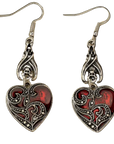 Gothic Red Heart Drop Earrings Vampirecore Bats Alt Emo Gift Jewellery