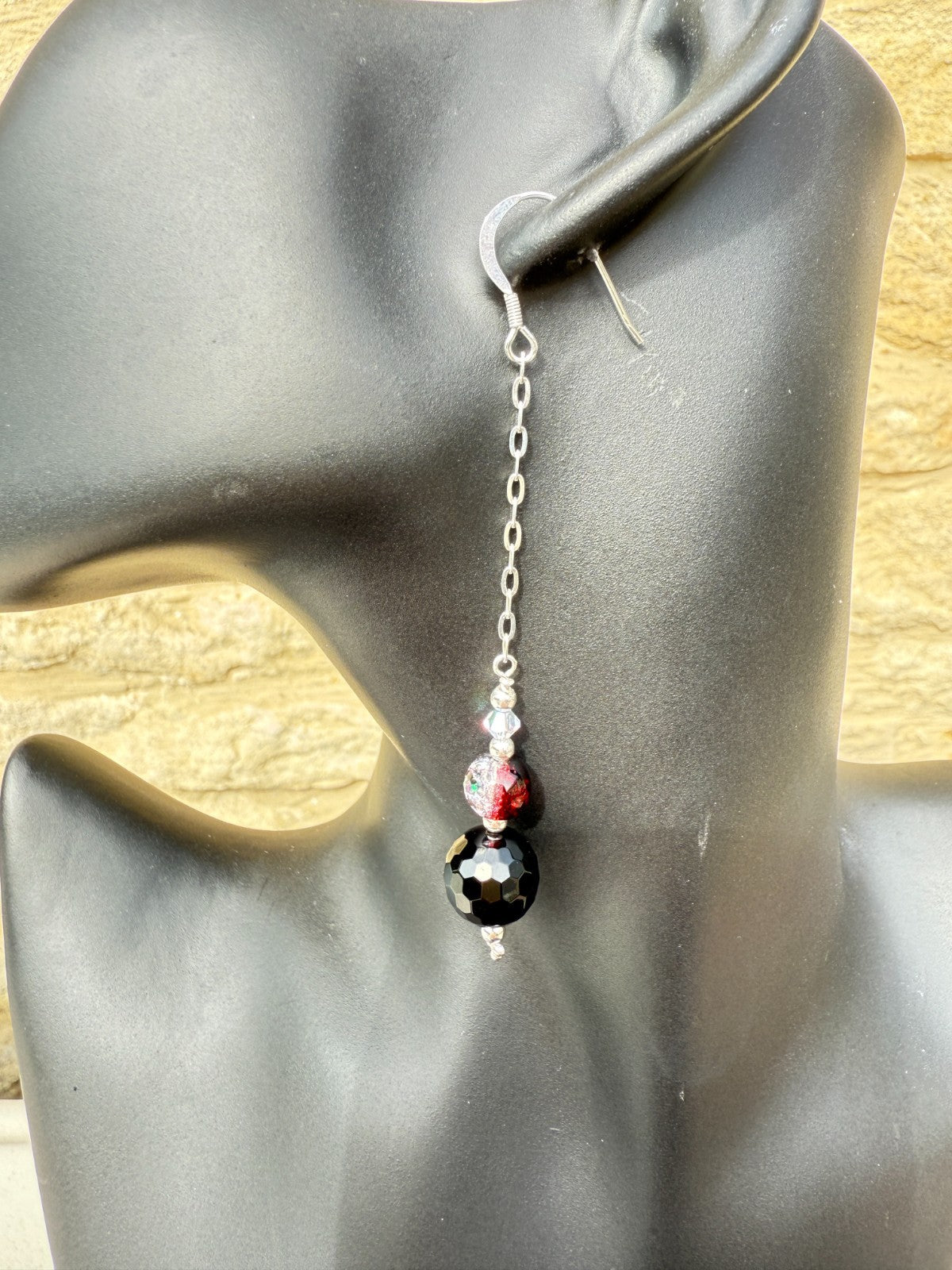 925 Silver Earrings Black Earrings Gothic Earrings Spiritual Gifts Long Earrings