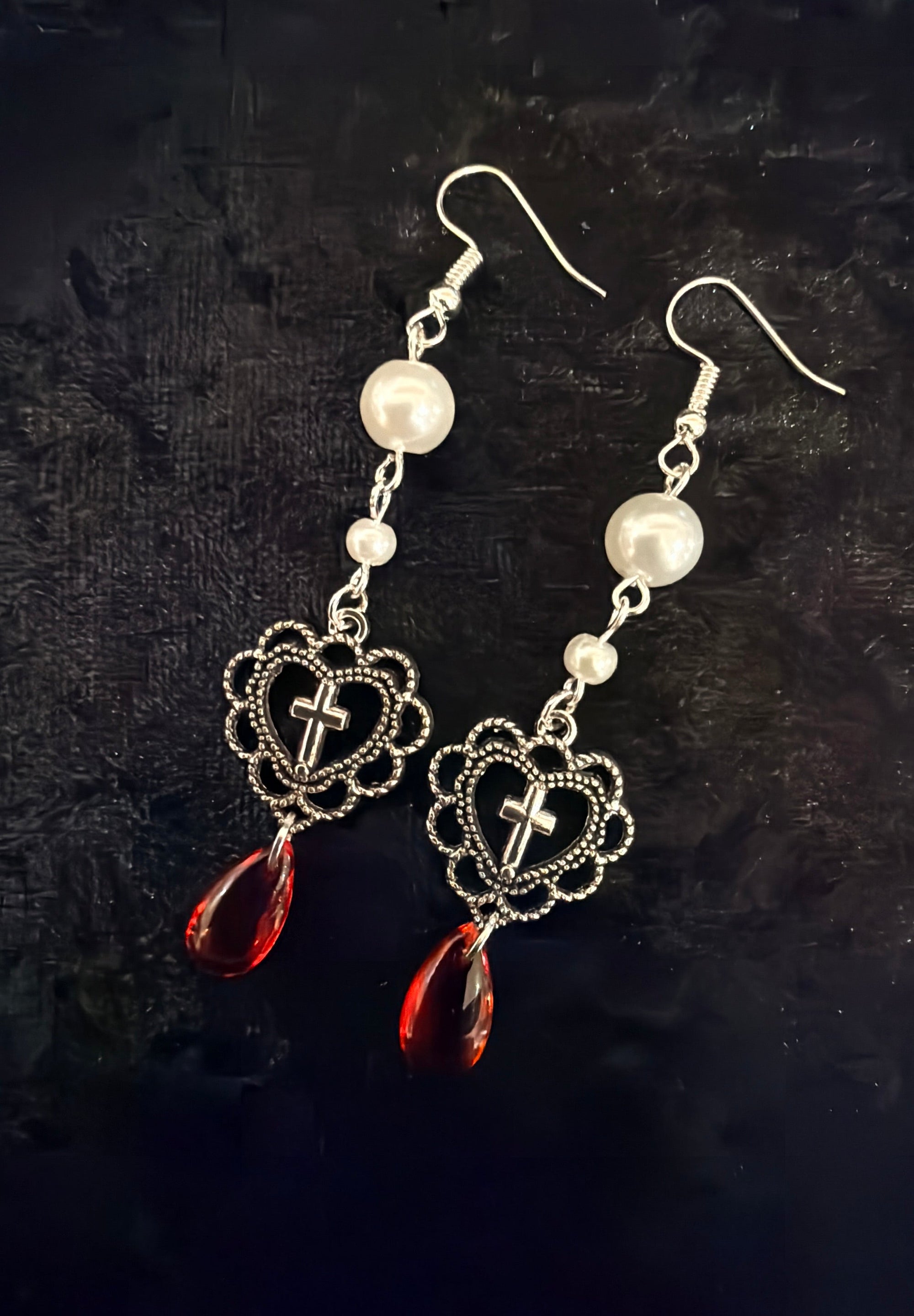 Crimson Prayer Gothic Earrings