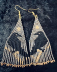 Night Raven Beaded Fringe Earrings