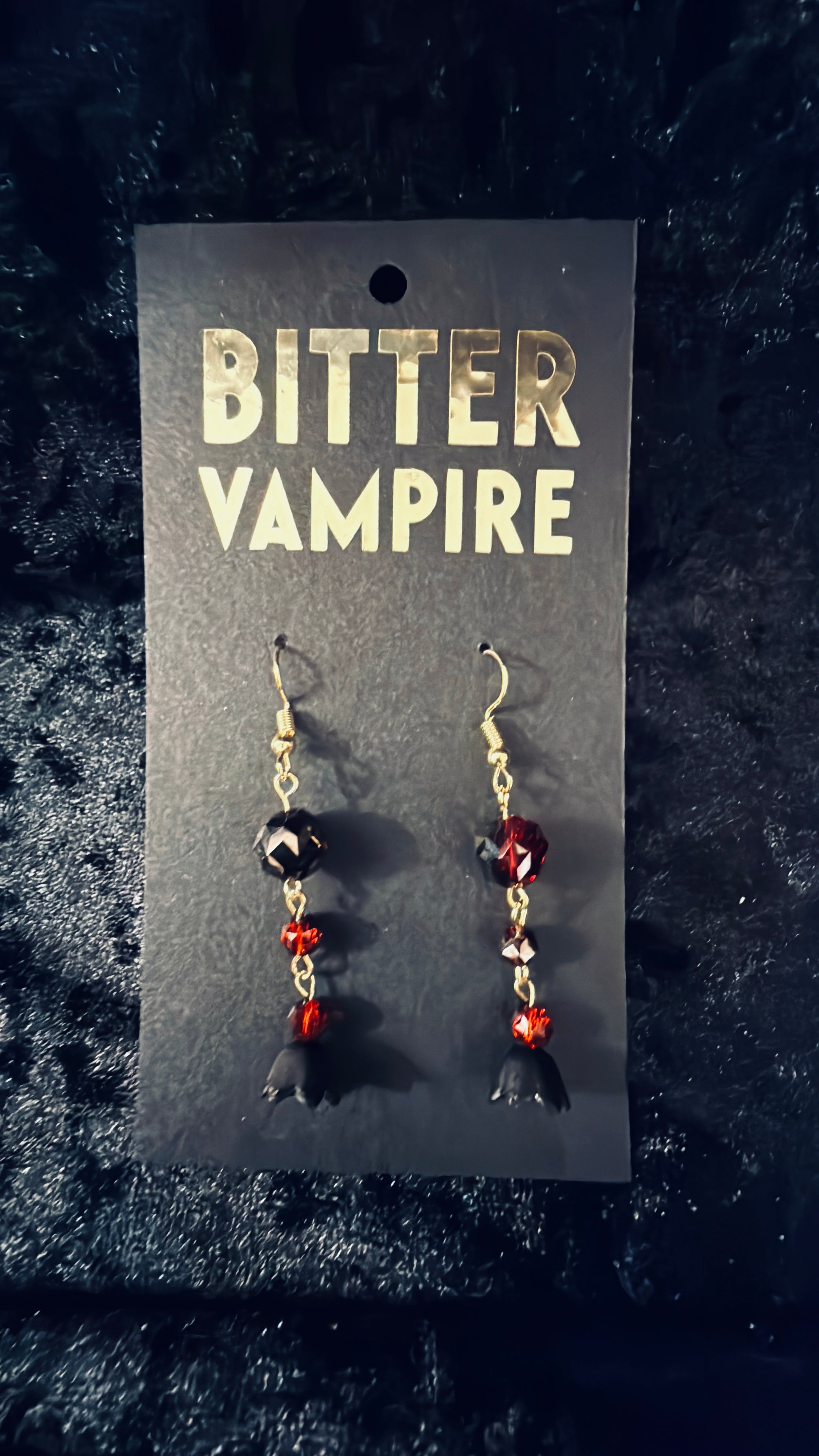 Crimson Bellflower Drop Earrings
