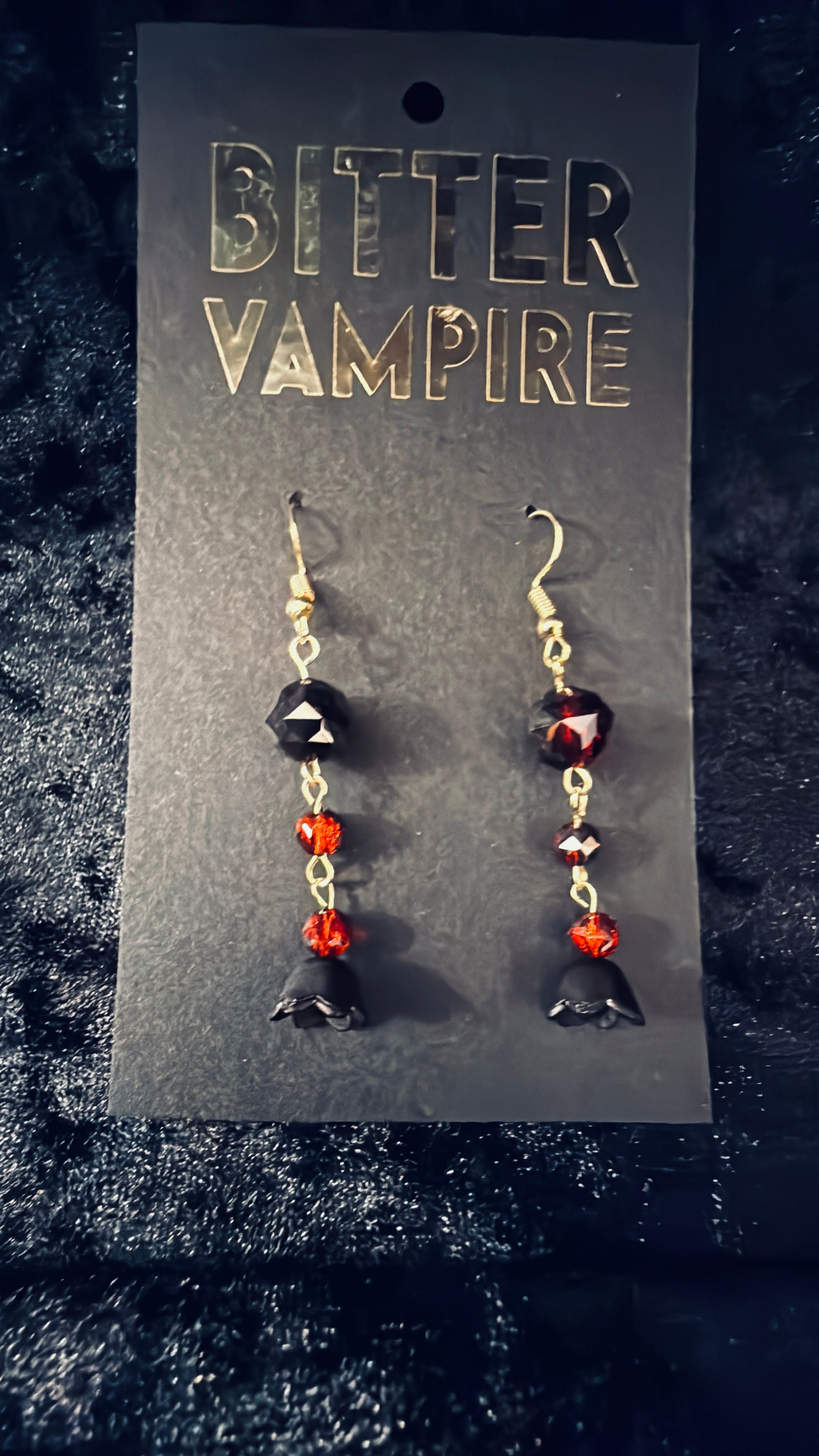 Crimson Bellflower Drop Earrings