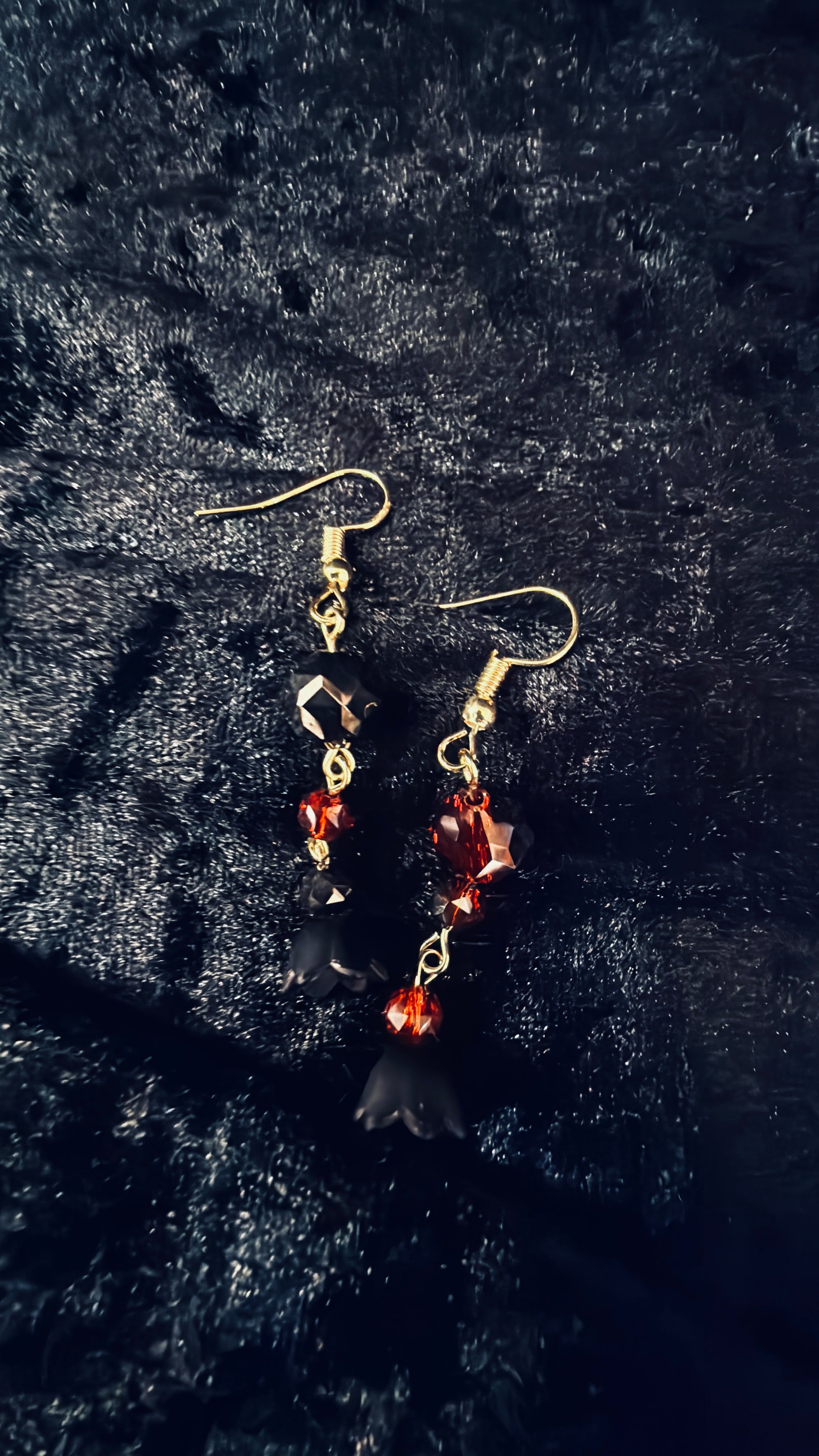 Crimson Bellflower Drop Earrings