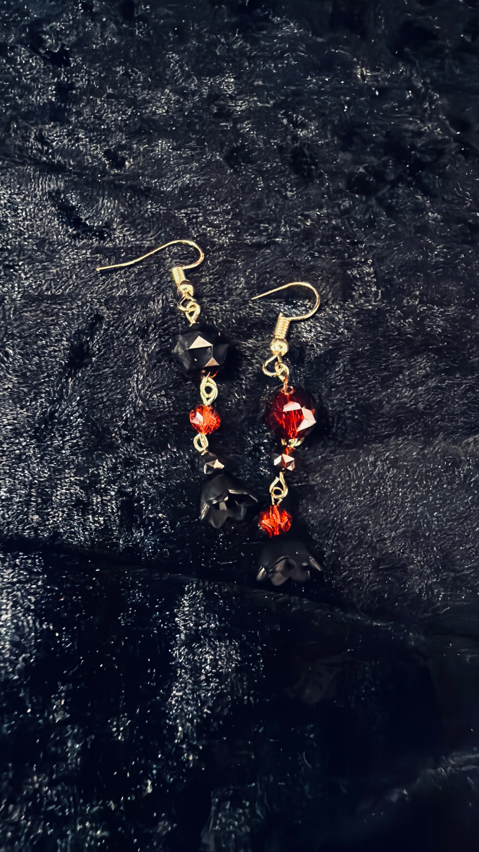 Crimson Bellflower Drop Earrings
