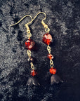 Crimson Bellflower Drop Earrings
