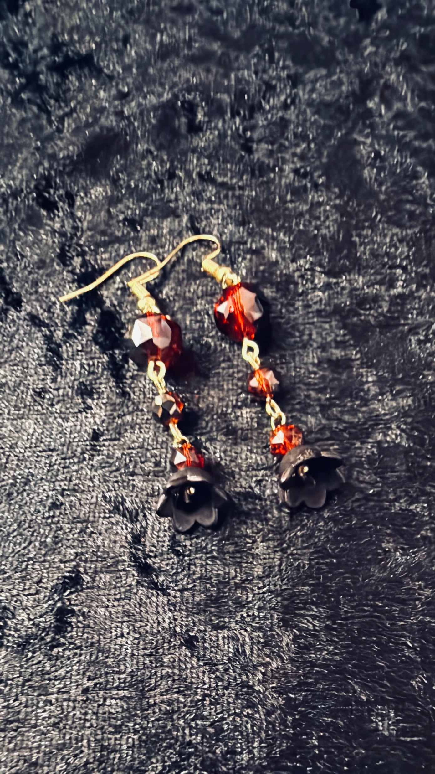 Crimson Bellflower Drop Earrings