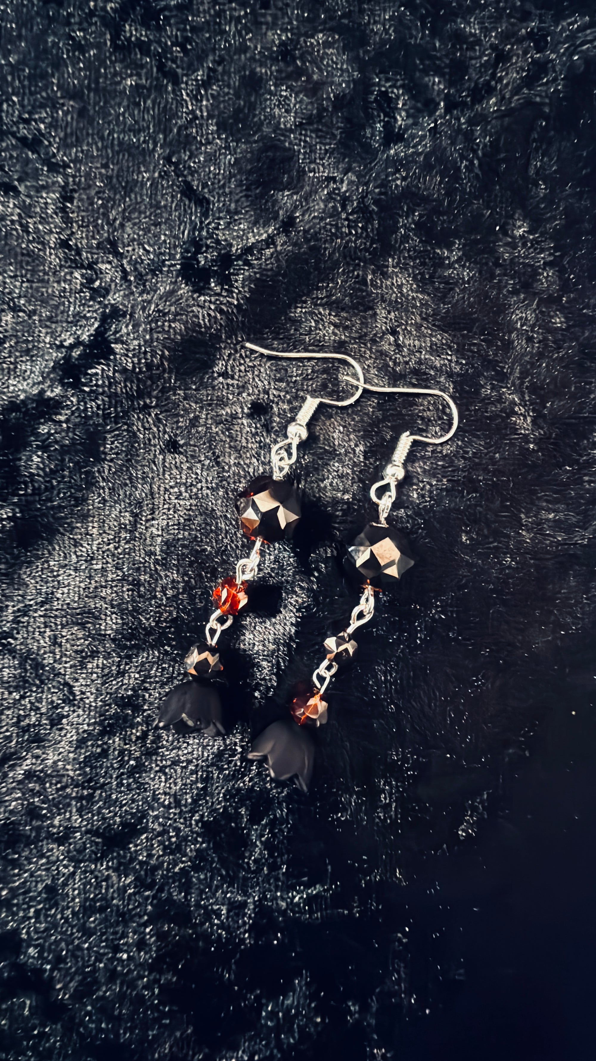 Crimson Bellflower Drop Earrings