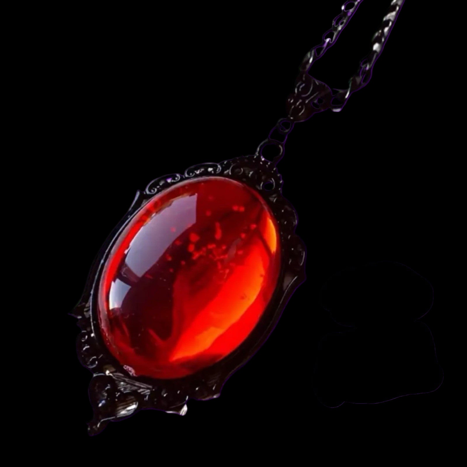 Vampire Necklace Gothic Red Glass Pendant Black Chain Halloween Jewellery new